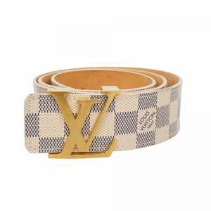 Louis Vuitton Belt Damier Azur Centurion with LV Initials M9609 White Men's